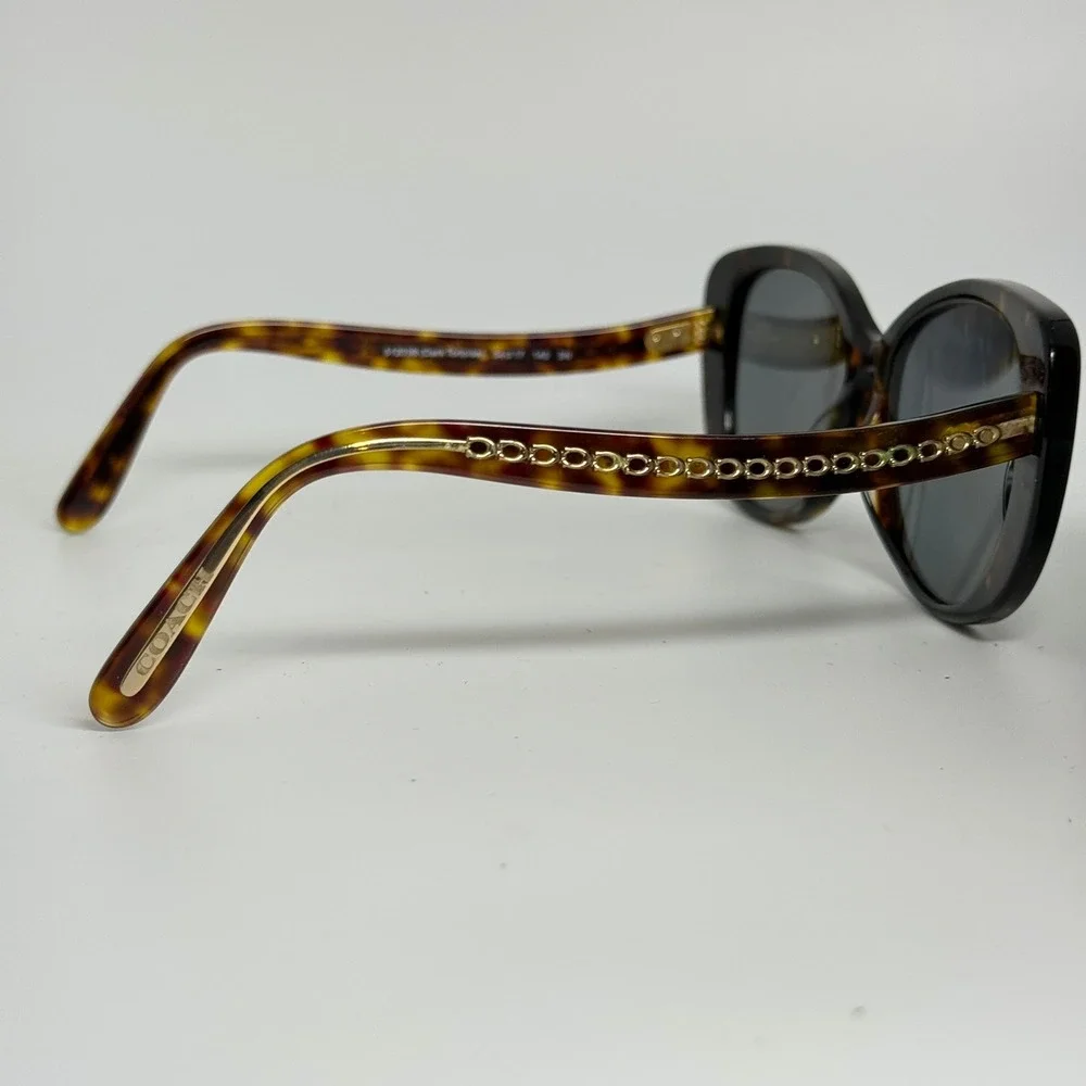 Coach HC 8322 C6183 Dark Tortoise Gold Chain Link Butterfly Sunglasses 54-17-140